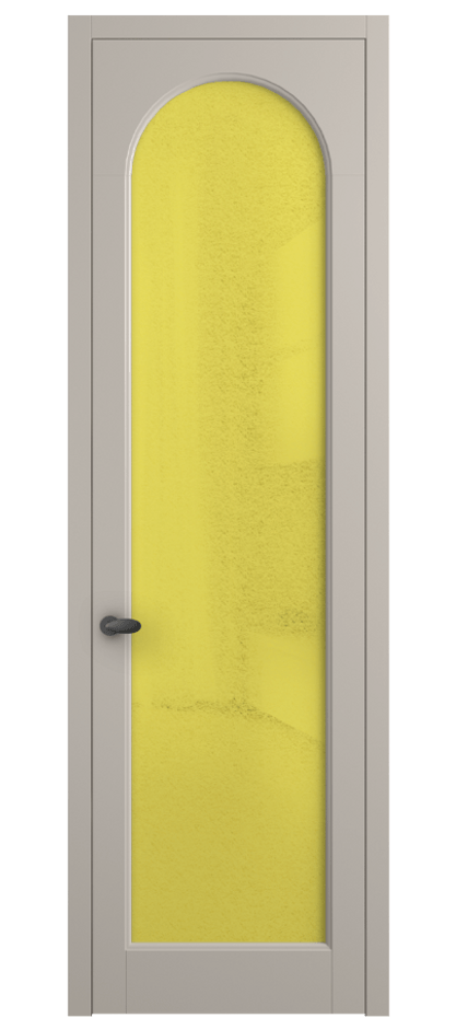 Межкомнатная дверь Палаццо 6804 Матовый светло-бежевый Фактурное жёлтое стекло "Лёд", триплекс Цена 20914950 so'm | Volhovec
