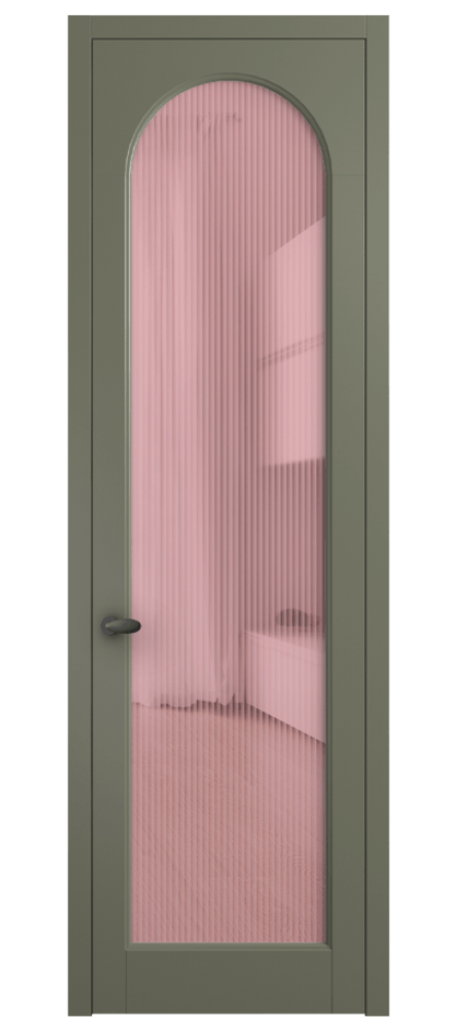 Межкомнатная дверь Палаццо 6804 Матовый оливковый тёмный Рифлёное розовое стекло "Moru", триплекс Цена 21320950 so'm | Volhovec