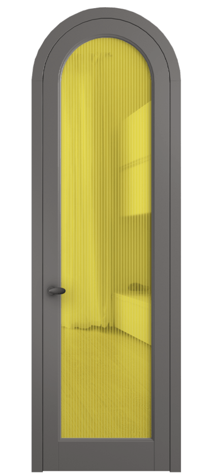 Межкомнатная дверь Палаццо 6814 Матовый классический серый Рифлёное жёлтое стекло "Moru", триплекс Цена 27031340 so'm | Volhovec