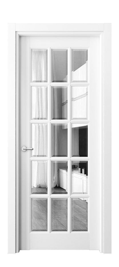 Межкомнатная дверь Тоскана Грильято 6311 Матовый белоснежный Сатинированное стекло с фацетом Цена 23730500 so'm | Volhovec