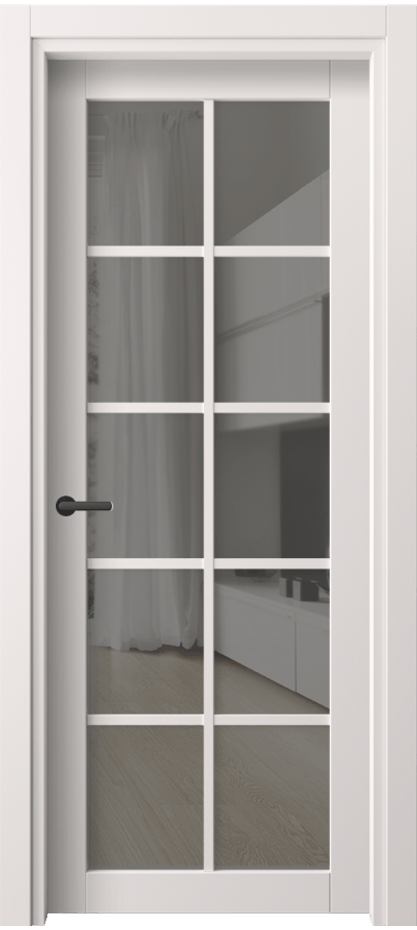 Межкомнатная дверь Нео 2106 ПЭТ кремово-серый Прозрачное серое стекло, триплекс Цена 2334500 so'm | Volhovec