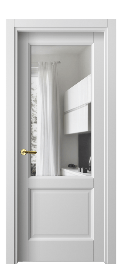 Межкомнатная дверь Галант 1422 Матовый белоснежный Прозрачное стекло Цена 8784620 so'm | Volhovec