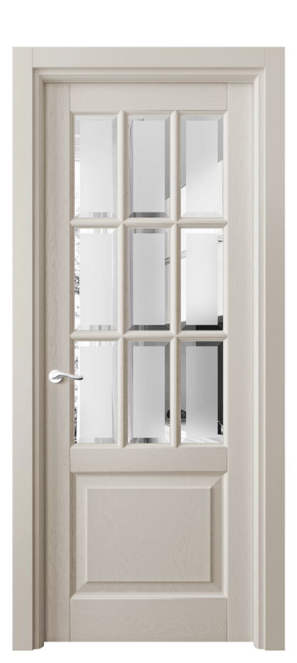 Межкомнатная дверь Лигнум 0748 Дуб светло-бежевый Сатинированное стекло с фацетом Цена 32723400 so'm | Volhovec