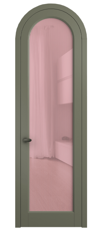 Межкомнатная дверь Палаццо 6814 Матовый оливковый тёмный Рифлёное розовое стекло "Дюна", триплекс Цена 27254640 so'm | Volhovec