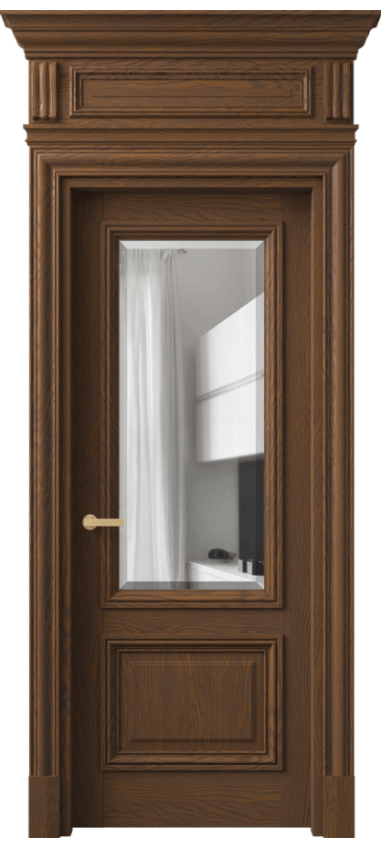 Межкомнатная дверь Антик 7302 Дуб каштановый матовый Прозрачное стекло с фацетом Цена 54068850 so'm | Volhovec