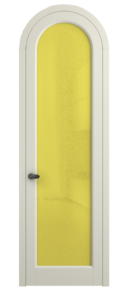 Межкомнатная дверь Палаццо 6814 Матовый молочно-белый Фактурное жёлтое стекло "Лёд", триплекс Цена 26625340 so'm | Volhovec