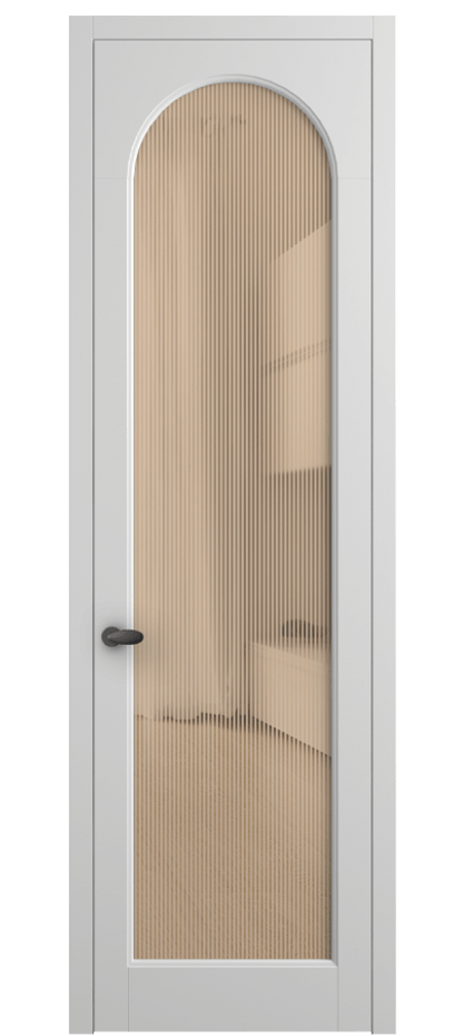 Межкомнатная дверь Палаццо 6804 Матовый белоснежный Рифлёное оранжевое стекло "Дюна", триплекс Цена 103029 ₽ | Volhovec