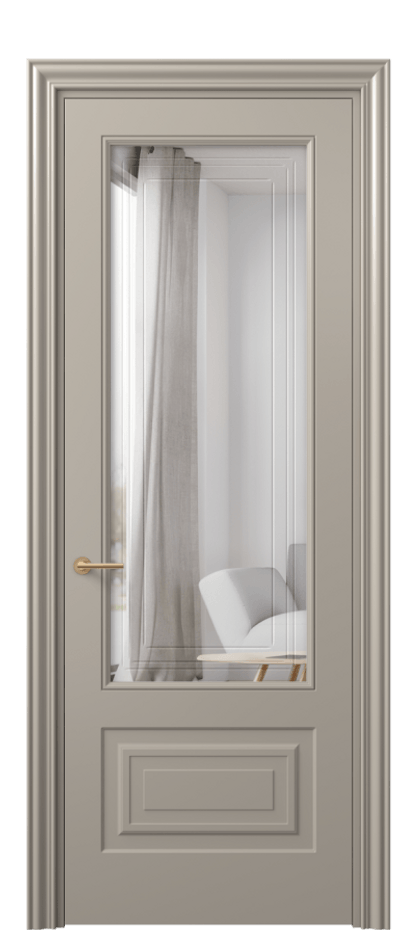 Межкомнатная дверь Маскот 8442 Матовый бисквитный Двустороннее зеркало с гравировкой "Грани"», триплекс Цена 68324 ₽ | Volhovec