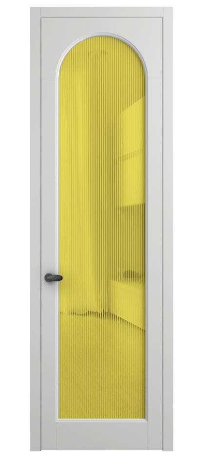 Межкомнатная дверь Палаццо 6804 Матовый белоснежный Рифлёное желтое стекло "Дюна", триплекс Цена 150010 сом | Volhovec