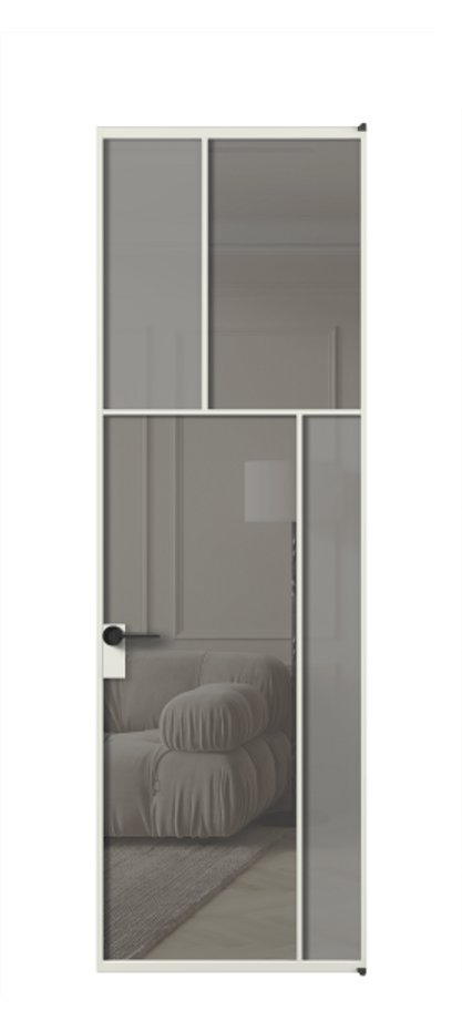 Межкомнатная дверь Mosaic АЛПЛ041.23 Алюминий серый Сатинированное серое стекло, триплекс, 6 мм + Прозрачное серое стекло, триплекс Цена 33671610 so'm | Volhovec