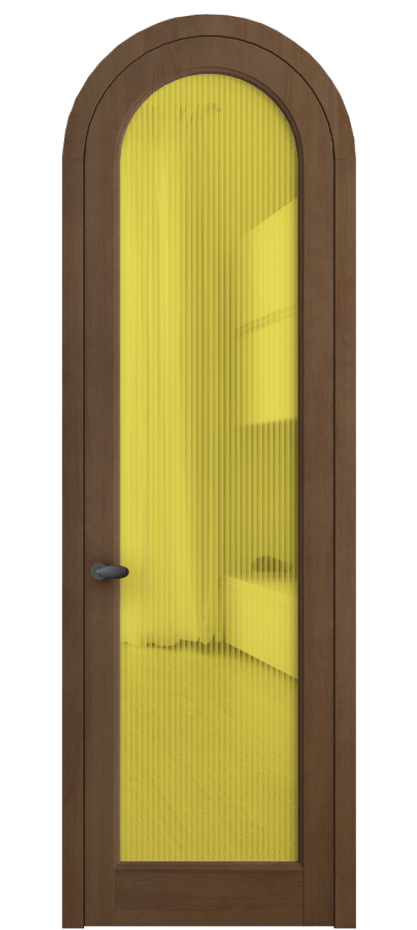 Межкомнатная дверь Палаццо 6814 Бук тёмный матовый Рифлёное жёлтое стекло "Мору", триплекс Цена 36487080 so'm | Volhovec
