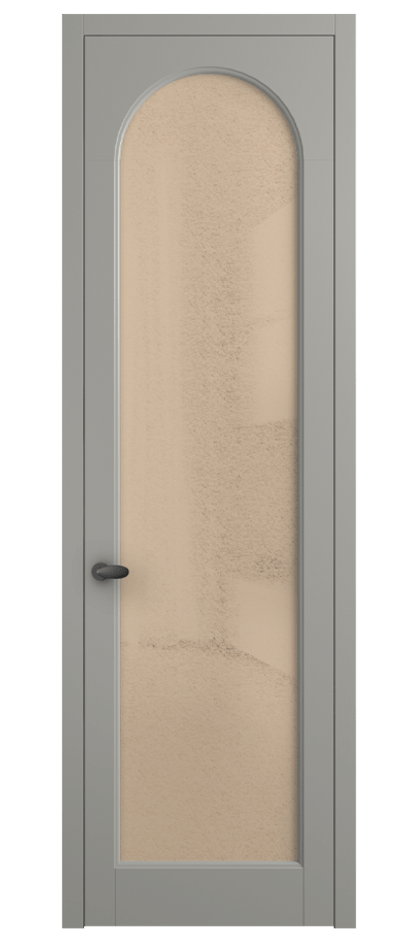 Межкомнатная дверь Палаццо 6804 Матовый нейтральный серый Фактурное оранжевое стекло "Лёд", триплекс Цена 20914950 so'm | Volhovec