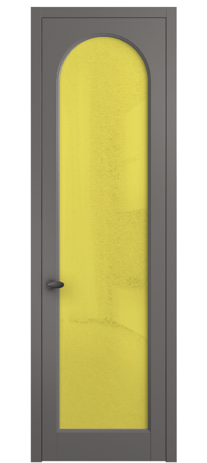 Межкомнатная дверь Палаццо 6804 Матовый классический серый Фактурное жёлтое стекло "Лёд", триплекс Цена 103029 ₽ | Volhovec