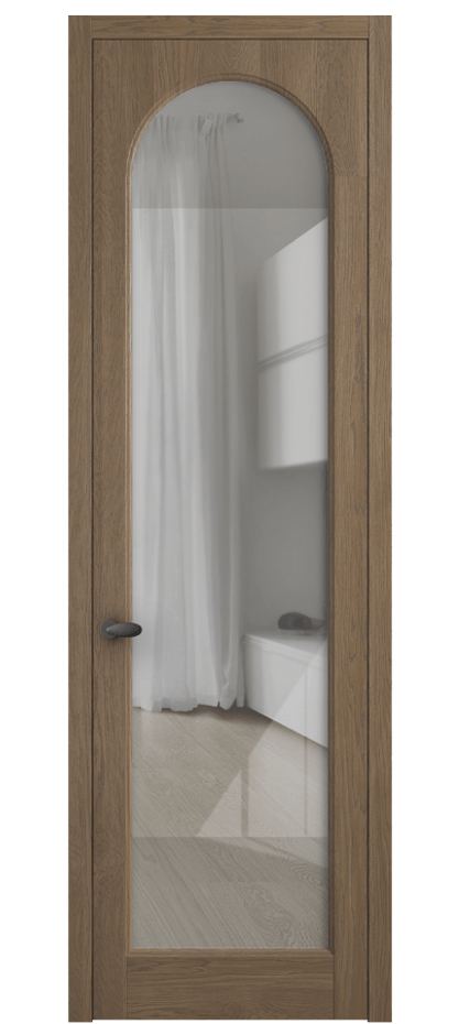 Межкомнатная дверь Палаццо 6804 Дуб джутовый матовый Рефлективное прозрачное стекло "Стопсол", калёное Цена 31714550 so'm | Volhovec