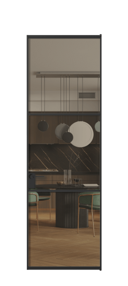 Алюминиевая дверь АЛПЛ040.03 Алюминий Черный Прозрачное бронзовое стекло, триплекс, 6 мм Цена 130890  | Volhovec