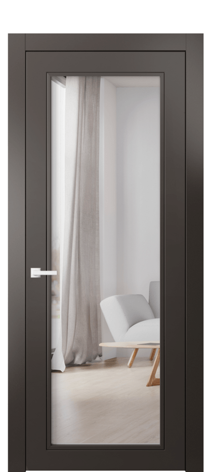 Дверь межкомнатная Neo Classic 8000 Матовый антрацит Двустороннее зеркало, триплекс Гладкий компланарный наличник МАН Цена 15569900 so'm Наличники уже входят в базовый комплект. Фабрика дверей Волховец 8 (800) 551 43 19 Межкомнатная дверь Neo Classic 8000 Матовый антрацит Двустороннее зеркало, триплекс Цена 15569900 so'm | Volhovec