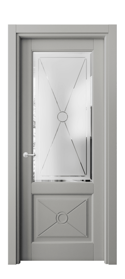 Межкомнатная дверь Тоскана Литера 6362 Матовый нейтральный серый Сатинированное стекло с гравировкой «LITERA» Цена 21558400 so'm | Volhovec
