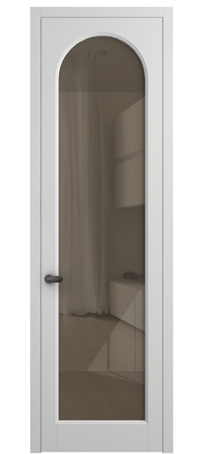 Межкомнатная дверь Палаццо 6804 Матовый белоснежный Рефлективное бронзовое стекло "Стопсол", калёное Цена 21320950 so'm | Volhovec