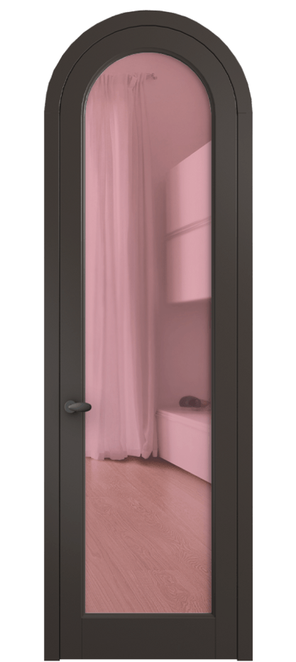 Межкомнатная дверь Палаццо 6814 Матовый антрацит Прозрачное розовое стекло, триплекс Цена 25407340 so'm | Volhovec