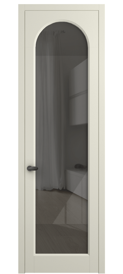 Межкомнатная дверь Палаццо 6804 Матовый молочно-белый Рефлективное серое стекло "Стопсол", калёное Цена 21320950 so'm | Volhovec