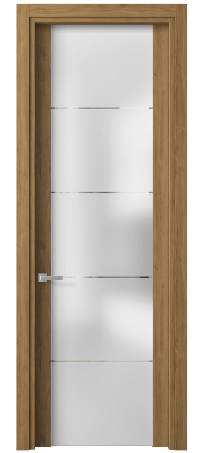 Межкомнатная дверь Планум 4114 Грецкий орех Сатинированное стекло с гравировкой «КВАДРО», триплекс Цена 1830 AZE | Volhovec