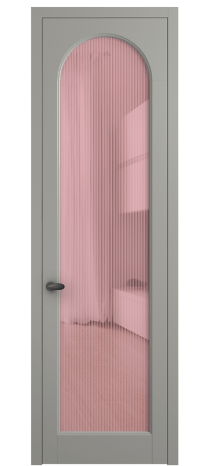 Межкомнатная дверь Палаццо 6804 Матовый нейтральный серый Рифлёное розовое стекло "Moru", триплекс Цена 105029 ₽ | Volhovec