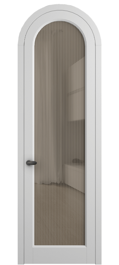 Межкомнатная дверь Палаццо 6814 Матовый белоснежный Рифлёное бронзовое стекло "Мору", триплекс Цена 133159 ₽ | Volhovec