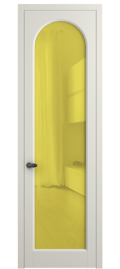 Межкомнатная дверь Палаццо 6804 Матовый жемчужный Рифлёное желтое стекло "Дюна", триплекс Цена 103029 ₽ | Volhovec