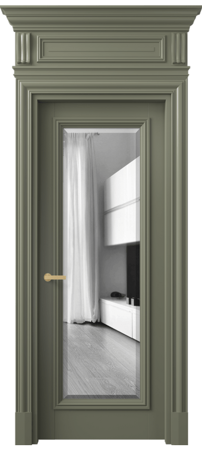 Дверь межкомнатная Антик 7300 Матовый оливковый тёмный Двустороннее зеркало с фацетом, триплекс КЭП + Объёмный фриз + Карниз МОТ Цена 33963730 so'm Наличники уже входят в базовый комплект. Фабрика дверей Волховец 8 (800) 551 43 19 Межкомнатная дверь Антик 7300 Матовый оливковый тёмный Двустороннее зеркало с фацетом, триплекс Цена 33963730 so'm | Volhovec