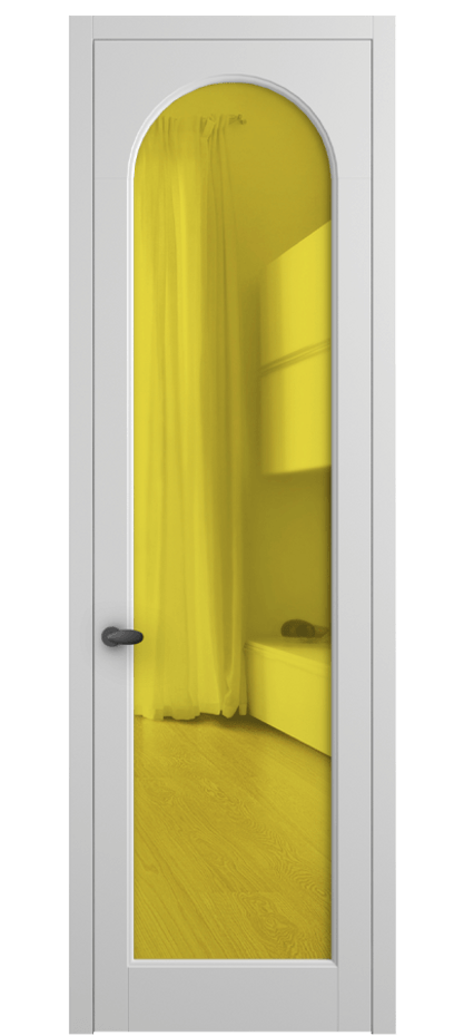Межкомнатная дверь Палаццо 6804 Матовый белоснежный Прозрачное жёлтое стекло, триплекс Цена 19696950 so'm | Volhovec