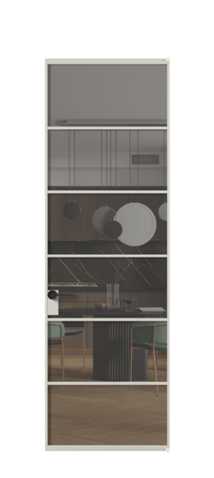 Алюминиевая дверь АЛПЛ040.04 Алюминий тёплый серый Прозрачное серое стекло, триплекс Цена 26091590  | Volhovec