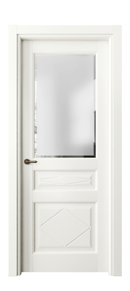 Межкомнатная дверь Тоскана Ромбо 6344 Матовый жемчужный Сатинированное стекло с фацетом Цена 20482500 so'm | Volhovec