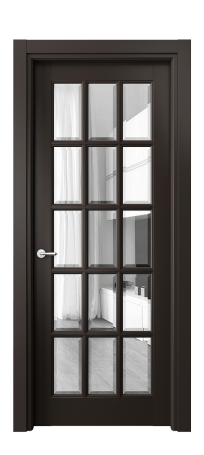 Дверь межкомнатная Тоскана Грильято 6311 Матовый антрацит Прозрачное стекло с фацетом Гладкий наличник МАН Цена 23730500 so'm Наличники уже входят в базовый комплект. Фабрика дверей Волховец 8 (800) 551 43 19 Межкомнатная дверь Тоскана Грильято 6311 Матовый антрацит Прозрачное стекло с фацетом Цена 23730500 so'm | Volhovec