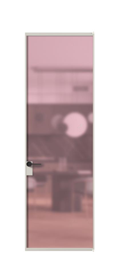 Алюминиевая дверь АЛПЛ040.01 Алюминий тёплый серый Сатинированное розовое стекло, триплекс Цена 24191510  | Volhovec