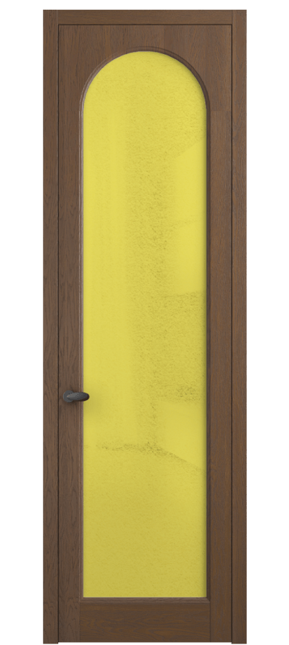 Межкомнатная дверь Палаццо 6804 Дуб каштановый матовый Фактурное жёлтое стекло "Лёд", триплекс Цена 32181450 so'm | Volhovec
