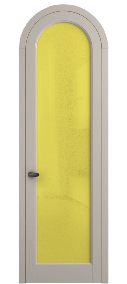 Межкомнатная дверь Палаццо 6814 Матовый светло-бежевый Фактурное жёлтое стекло "Лёд", триплекс Цена 26625340 so'm | Volhovec