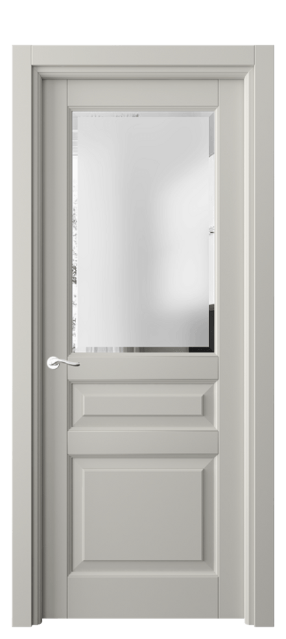 Межкомнатная дверь Лигнум 0710 Матовый тёплый серый Сатинированное стекло с фацетом Цена 21355400 so'm | Volhovec