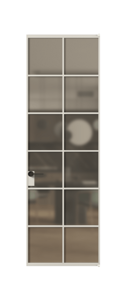 Алюминиевая дверь АЛПЛ040.05 Алюминий облачно-серый Сатинированное бронзовое стекло, триплекс Цена 164420  | Volhovec