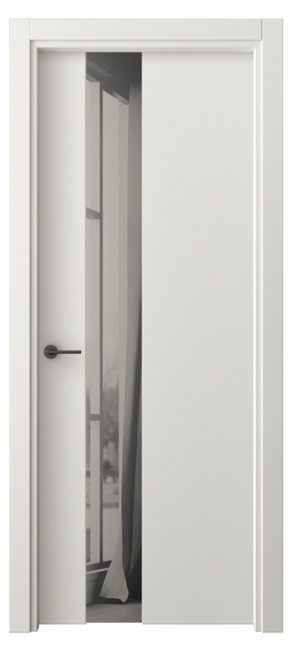 Межкомнатная дверь Freedom 4224 Софт-тач белоснежный Двустороннее серое зеркало, триплекс, 8 мм  Цена 30210 ₽ | Volhovec