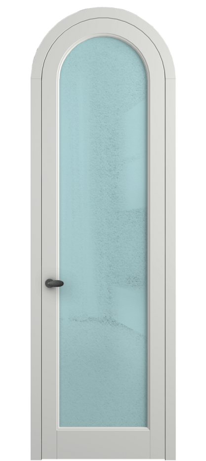 Межкомнатная дверь Палаццо 6814 Матовый светло-серый Фактурное голубое стекло "Лёд", триплекс Цена 26625340 so'm | Volhovec