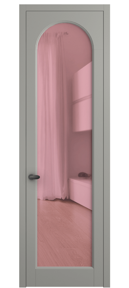 Межкомнатная дверь Палаццо 6804 Матовый нейтральный серый Прозрачное розовое стекло, триплекс Цена 97029 ₽ | Volhovec