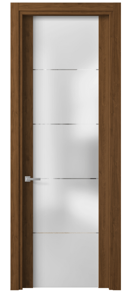 Межкомнатная дверь Planum 4114 Лесной орех Сатинированное стекло с гравировкой «КВАДРО», триплекс Цена 6625720 so'm | Volhovec