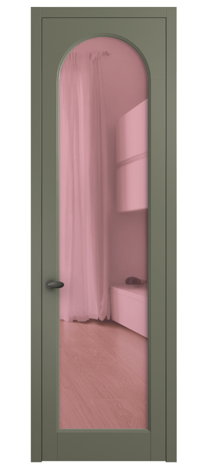 Межкомнатная дверь Палаццо 6804 Матовый оливковый тёмный Прозрачное розовое стекло, триплекс Цена 19696950 so'm | Volhovec