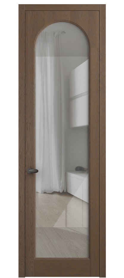 Межкомнатная дверь Палаццо 6804 Дуб туманный матовый Рефлективное прозрачное стекло "Стопсол", калёное Цена 156229 ₽ | Volhovec