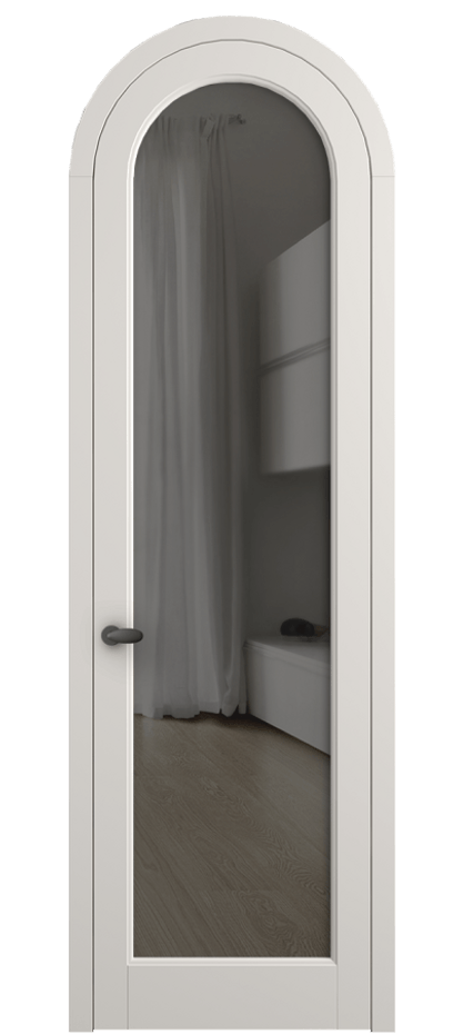 Межкомнатная дверь Палаццо 6814 Матовый пудровый белый Прозрачное серое стекло, триплекс Цена 26036640 so'm | Volhovec