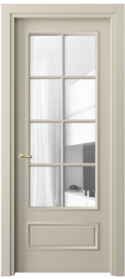 Межкомнатная дверь Париж 8112 Матовый бежево-серый Прозрачное стекло Цена 12529970 so'm| Volhovec