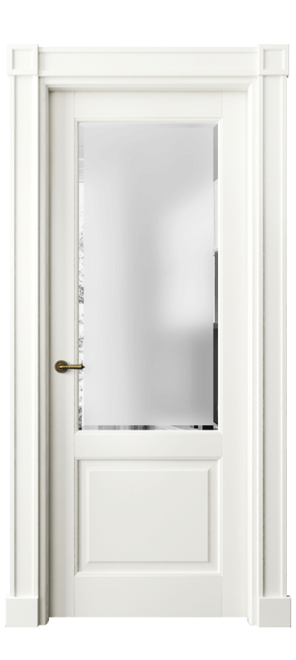 Межкомнатная дверь Тоскана Плано 6302 Матовый жемчужный Сатинированное стекло с фацетом Цена 26316720 so'm | Volhovec