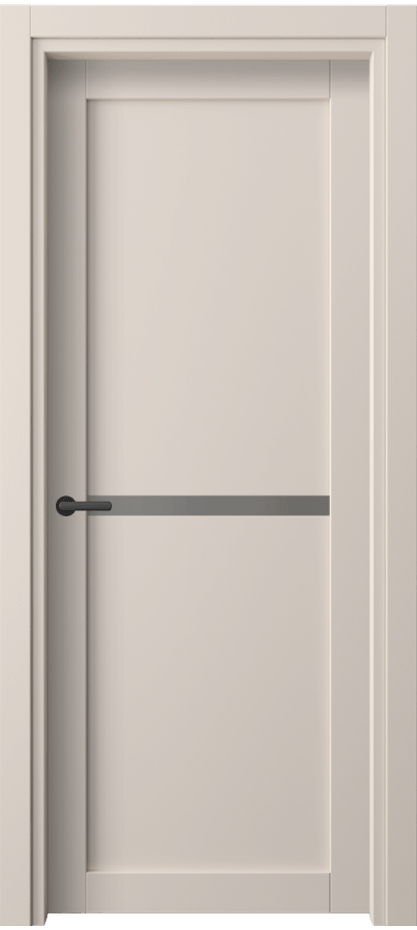 Межкомнатная дверь Нео 2112 ПЭТ пудровый бежевый Сатинированное серое стекло, триплекс Цена 6191300 so'm | Volhovec