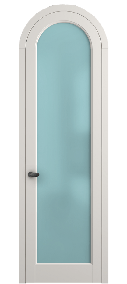 Межкомнатная дверь Палаццо 6814 Матовый пудровый белый Сатинированное голубое стекло, триплекс Цена 26036640 so'm | Volhovec