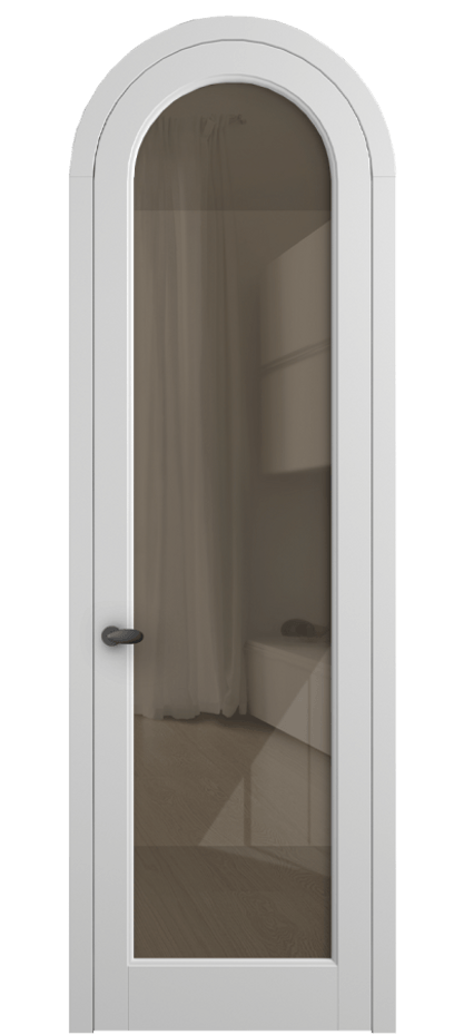 Межкомнатная дверь Палаццо 6814 Матовый белоснежный Рефлективное бронзовое стекло "Стопсол", калёное Цена 146480 ₽ | Volhovec